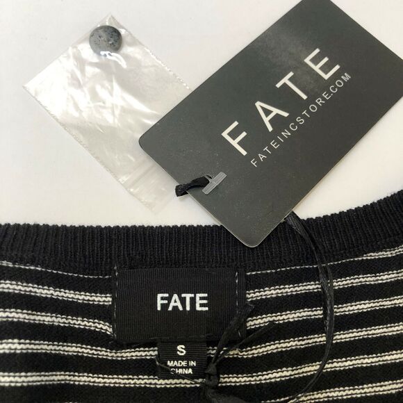 NEW Stitch Fix Fate Black & White Striped Cotton Knit Cardigan Sweater Womens S - Picture 6 of 7